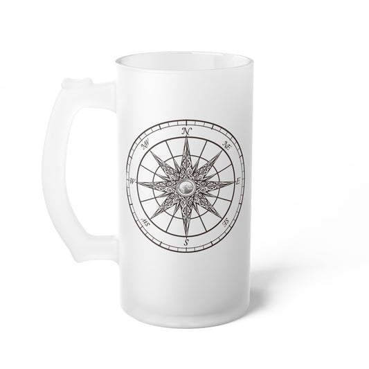 Frosted Compass Rose Beer Mug