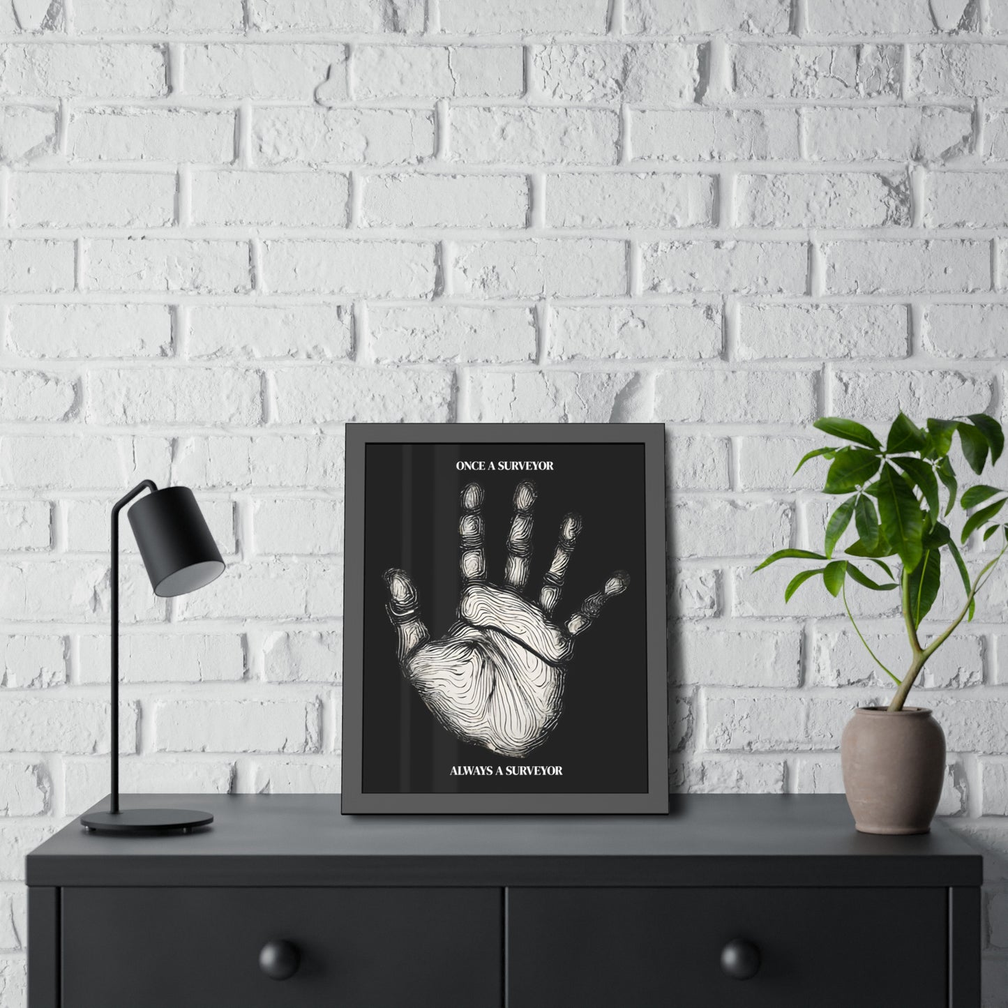 Surveyor Hand Print Framed Poster