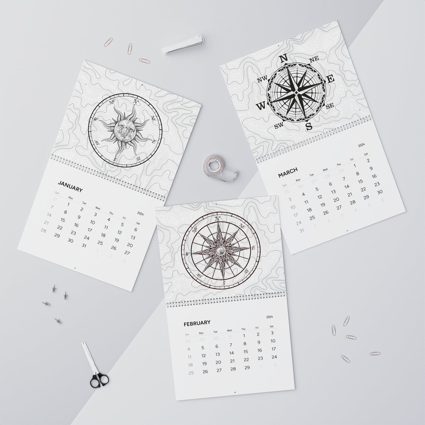 Compass Rose Wall Calendar (2024)