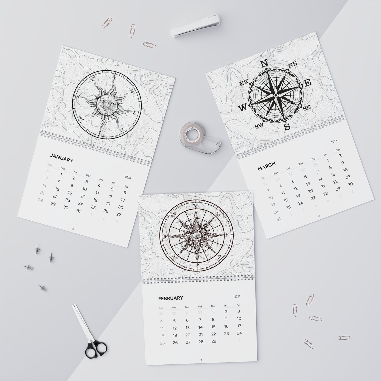 Compass Rose Wall Calendar (2024)