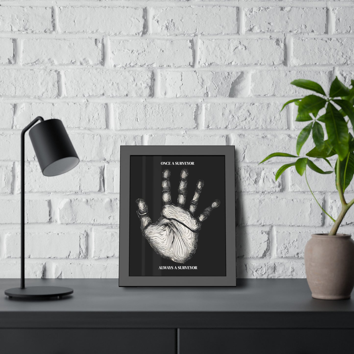 Surveyor Hand Print Framed Poster