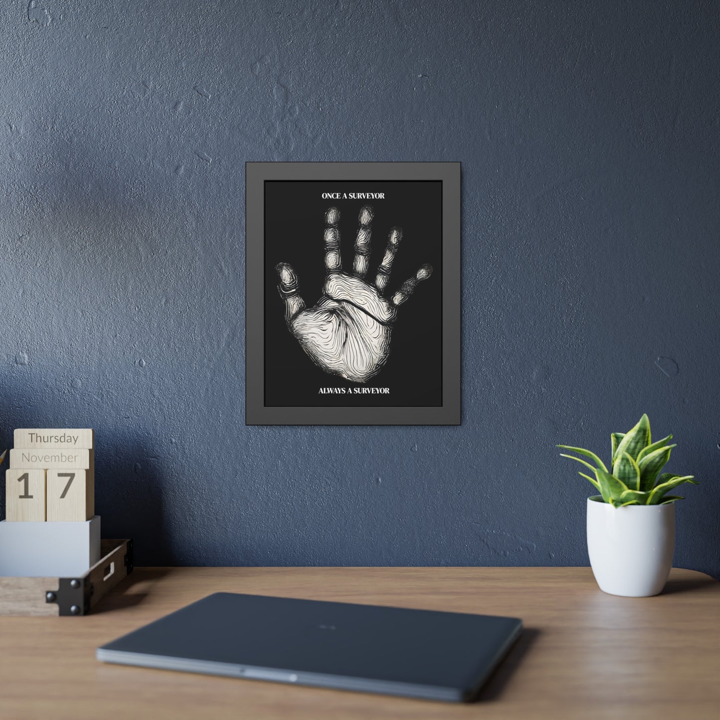 Surveyor Hand Print Framed Poster