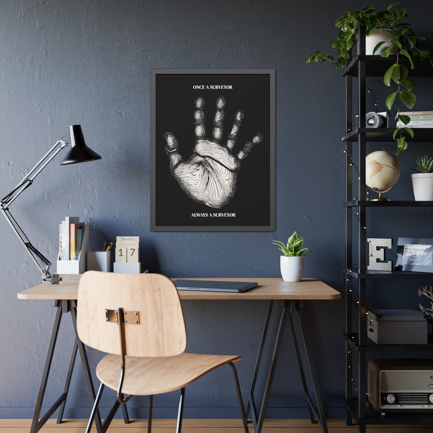 Surveyor Hand Print Framed Poster